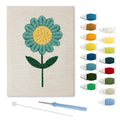 Teal Daisy punch needle kit: finished canvas with threads, punch needle and threader