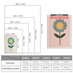 Size chart for punch needle kits from 20 x 30 cm to 60 x 80 cm