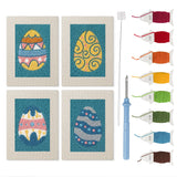 Teal Easter Eggs mini punch needle kit set: four finished canvases with threads, punch needle and threader