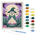 Teal Hat Ghost punch needle kit: finished canvas with threads, punch needle and threader