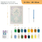 Teal Hat Ghost punch needle kit, 8 × 12 in (20 × 30 cm): canvas size and kit contents