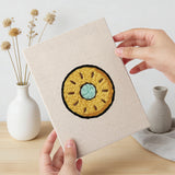 Hand holding a finished Teal Layer Cake mini canvas