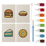 Teal Layer Cake mini punch needle kit set: four finished canvases with threads, punch needle and threader