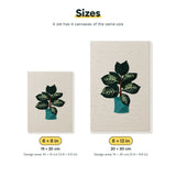 Size chart for the two mini canvas sizes: 6 x 8 in and 8 x 12 in