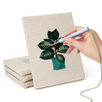 Hand punching one of the Teal Pot Greens mini canvases