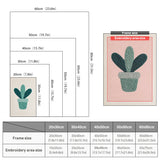 Size chart for punch needle kits from 20 x 30 cm to 60 x 80 cm