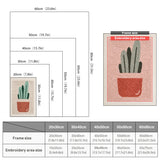 Size chart for punch needle kits from 20 x 30 cm to 60 x 80 cm