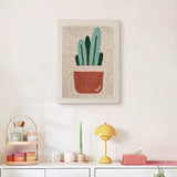 Finished Terracotta Cactus Pot punch needle canvas on a wall