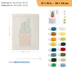 Terracotta Cactus Pot punch needle kit, 12 × 16 in (30 × 40 cm): canvas size and kit contents