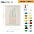 Terracotta Cactus Pot punch needle kit, 16 × 20 in (40 × 50 cm): canvas size and kit contents