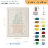 Terracotta Cactus Pot punch needle kit, 16 × 20 in (40 × 50 cm): canvas size and kit contents