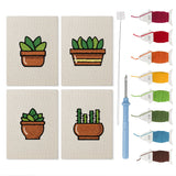 Terracotta Succulents mini punch needle kit set: four finished canvases with threads, punch needle and threader