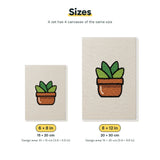 Size chart for the two mini canvas sizes: 6 x 8 in and 8 x 12 in