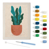 Terracotta Wavy Leaves punch needle kit: finished canvas with threads, punch needle and threader