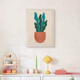 Finished Terracotta Wavy Leaves punch needle canvas on a wall