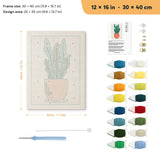 Terracotta Wavy Leaves punch needle kit, 12 × 16 in (30 × 40 cm): canvas size and kit contents