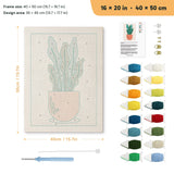 Terracotta Wavy Leaves punch needle kit, 16 × 20 in (40 × 50 cm): canvas size and kit contents
