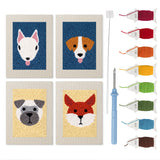 Terrier and Fox mini punch needle kit set: four finished canvases with threads, punch needle and threader