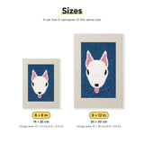 Size chart for the two mini canvas sizes: 6 x 8 in and 8 x 12 in