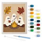 Three Ghosts by the Fire punch needle kit: finished canvas with threads, punch needle and threader