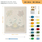 Three Ghosts by the Fire punch needle kit, 20 × 24 in (50 × 60 cm): canvas size and kit contents
