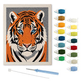 Tiger Face punch needle kit: finished canvas with threads, punch needle and threader