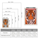Size chart for punch needle kits from 20 x 30 cm to 60 x 80 cm