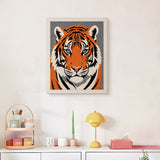 Finished Tiger Face punch needle canvas on a wall