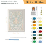 Tiger Face punch needle kit, 12 × 16 in (30 × 40 cm): canvas size and kit contents