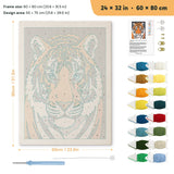 Tiger Face punch needle kit, 24 × 32 in (60 × 80 cm): canvas size and kit contents