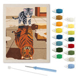 Tiger Reflection punch needle kit: finished canvas with threads, punch needle and threader