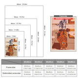 Size chart for punch needle kits from 20 x 30 cm to 60 x 80 cm