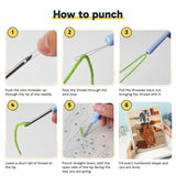 Six steps showing how to thread and use the punch needle