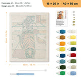 Tiger Reflection punch needle kit, 16 × 20 in (40 × 50 cm): canvas size and kit contents