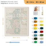Tiger Reflection punch needle kit, 20 × 24 in (50 × 60 cm): canvas size and kit contents