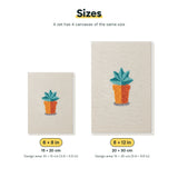 Size chart for the two mini canvas sizes: 6 x 8 in and 8 x 12 in