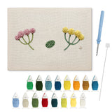 Tiny Wildflower Sprigs punch needle kit: finished canvas with threads, punch needle and threader