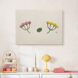 Finished Tiny Wildflower Sprigs punch needle canvas on a wall