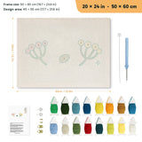 Tiny Wildflower Sprigs punch needle kit, 20 × 24 in (50 × 60 cm): canvas size and kit contents