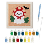 Toadstool Ghost punch needle kit: finished canvas with threads, punch needle and threader