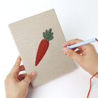 Punching a Tomato and Broccoli mini canvas with the punch needle