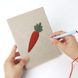 Punching a Tomato and Broccoli mini canvas with the punch needle