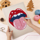 Punching the Tongue Out Lips design with the punch needle