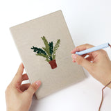 Punching a Trailing Ivy Pots mini canvas with the punch needle