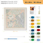 Trick or Treat Doorstep punch needle kit, 20 × 20 in (50 × 50 cm): canvas size and kit contents