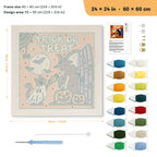 Trick or Treat Doorstep punch needle kit, 24 × 24 in (60 × 60 cm): canvas size and kit contents