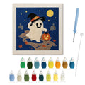Trick-or-Treat Ghost punch needle kit: finished canvas with threads, punch needle and threader