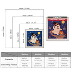 Size chart for square punch needle kits from 30 x 30 cm to 60 x 60 cm