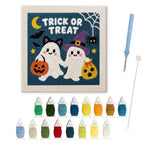 Trick or Treat Ghosts punch needle kit: finished canvas with threads, punch needle and threader
