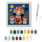 Trick-or-Treat Toadstools punch needle kit: finished canvas with threads, punch needle and threader